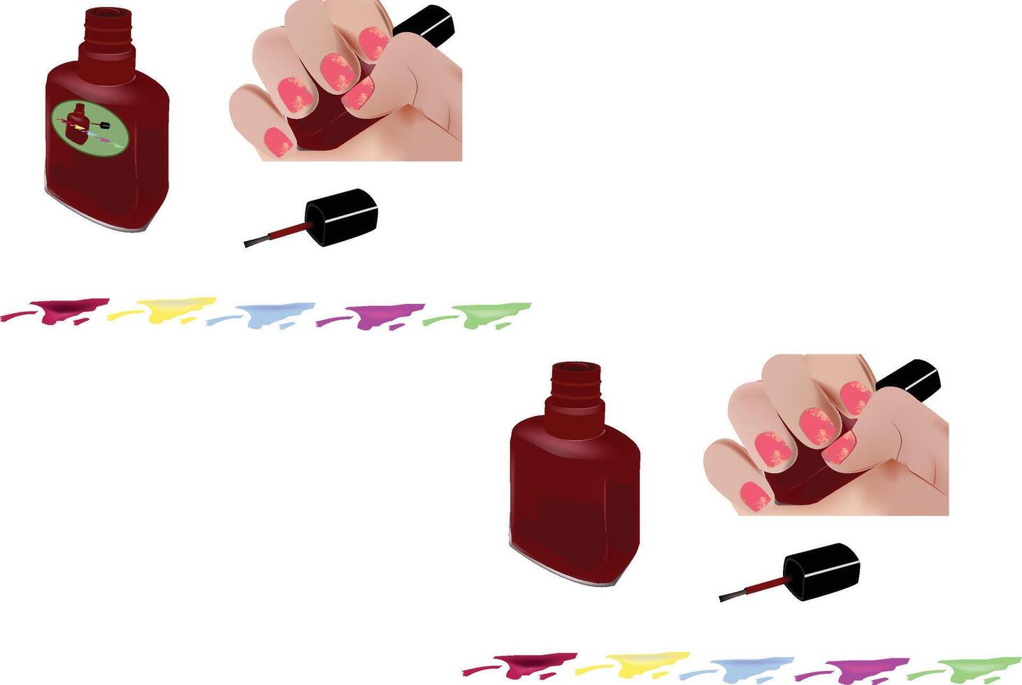 Woman painting her nails with red nail polish vector