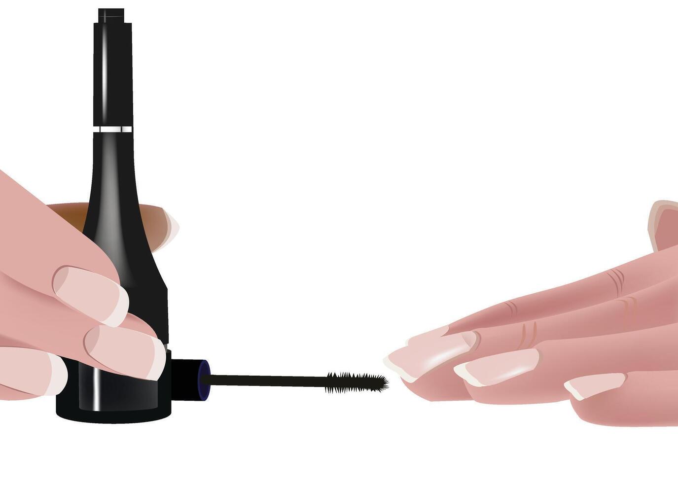 Woman opening new mascara for makeup routine vector