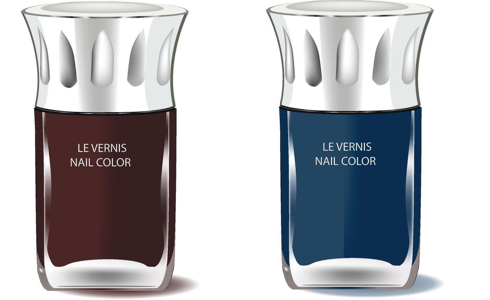 Two bottles of nail polish standing on white background vector