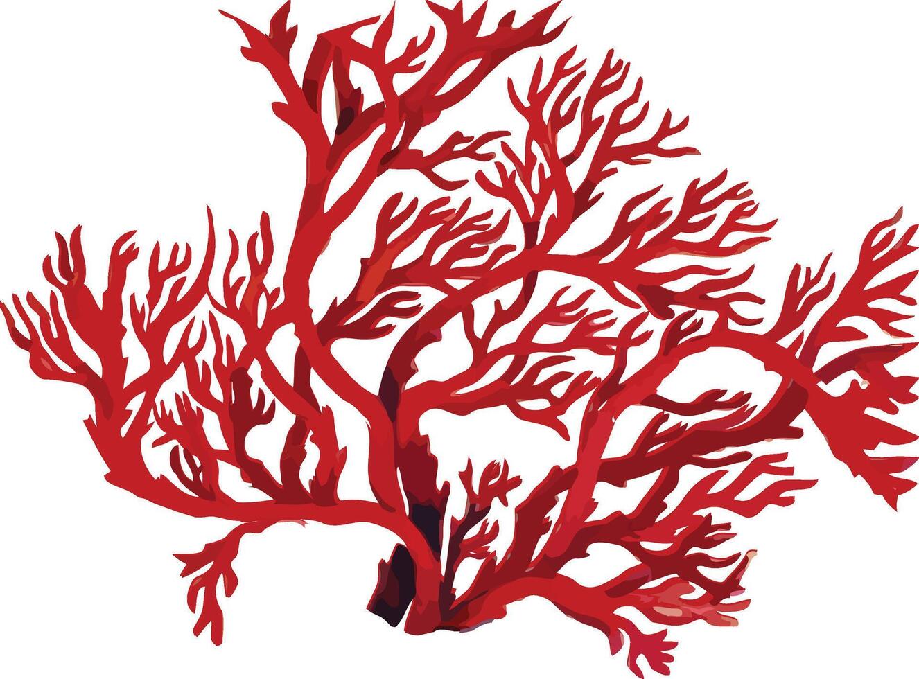Red coral growing underwater with white background vector