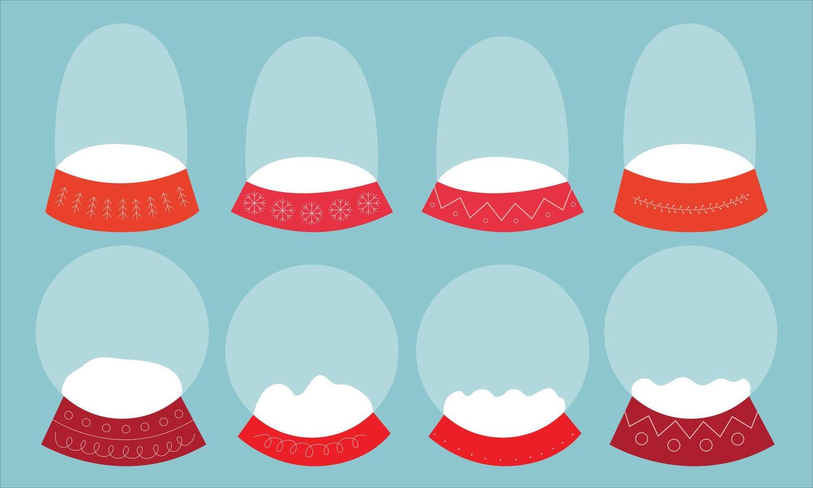Empty snow globes set. Christmas glass balls collection vector