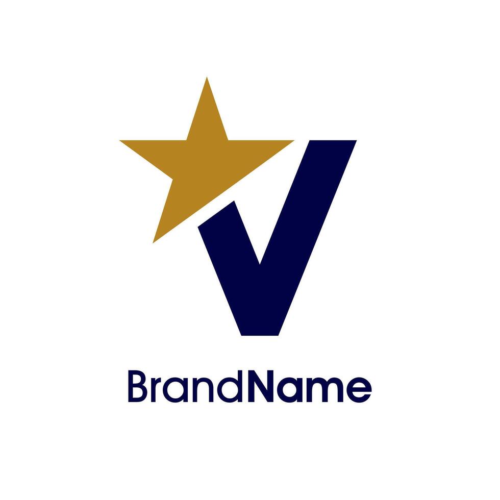 Minimalist Initial V Star Logo vector