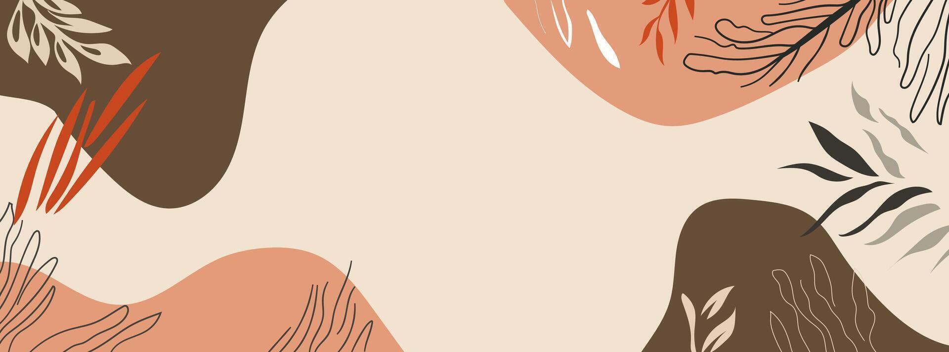 Minimalist Organic Abstract Background with Earthy Tones and Leafy Shapes vector