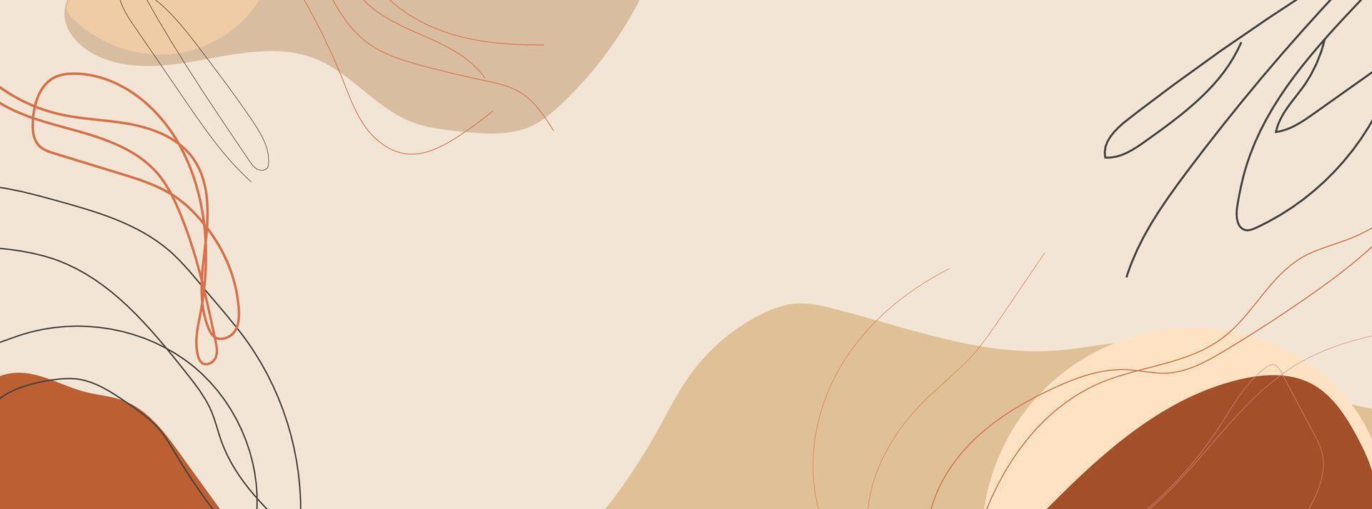 Soft Earthy Abstract Composition with Leaf Silhouettes and Organic Shapes vector
