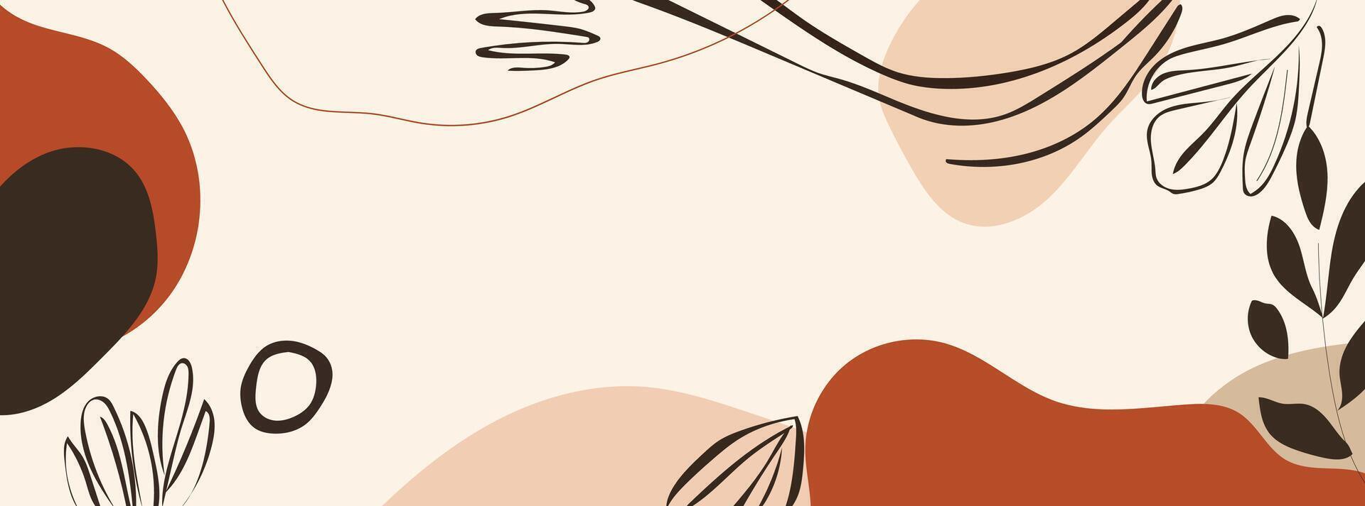 Minimalist Organic Abstract Background with Earthy Tones and Leafy Shapes vector