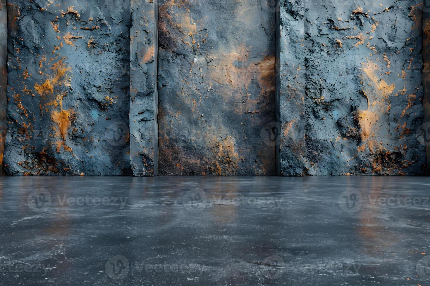 Rustic Industrial Wall and Concrete Floor Background - Ideal for Design or Film Set Backdrop photo