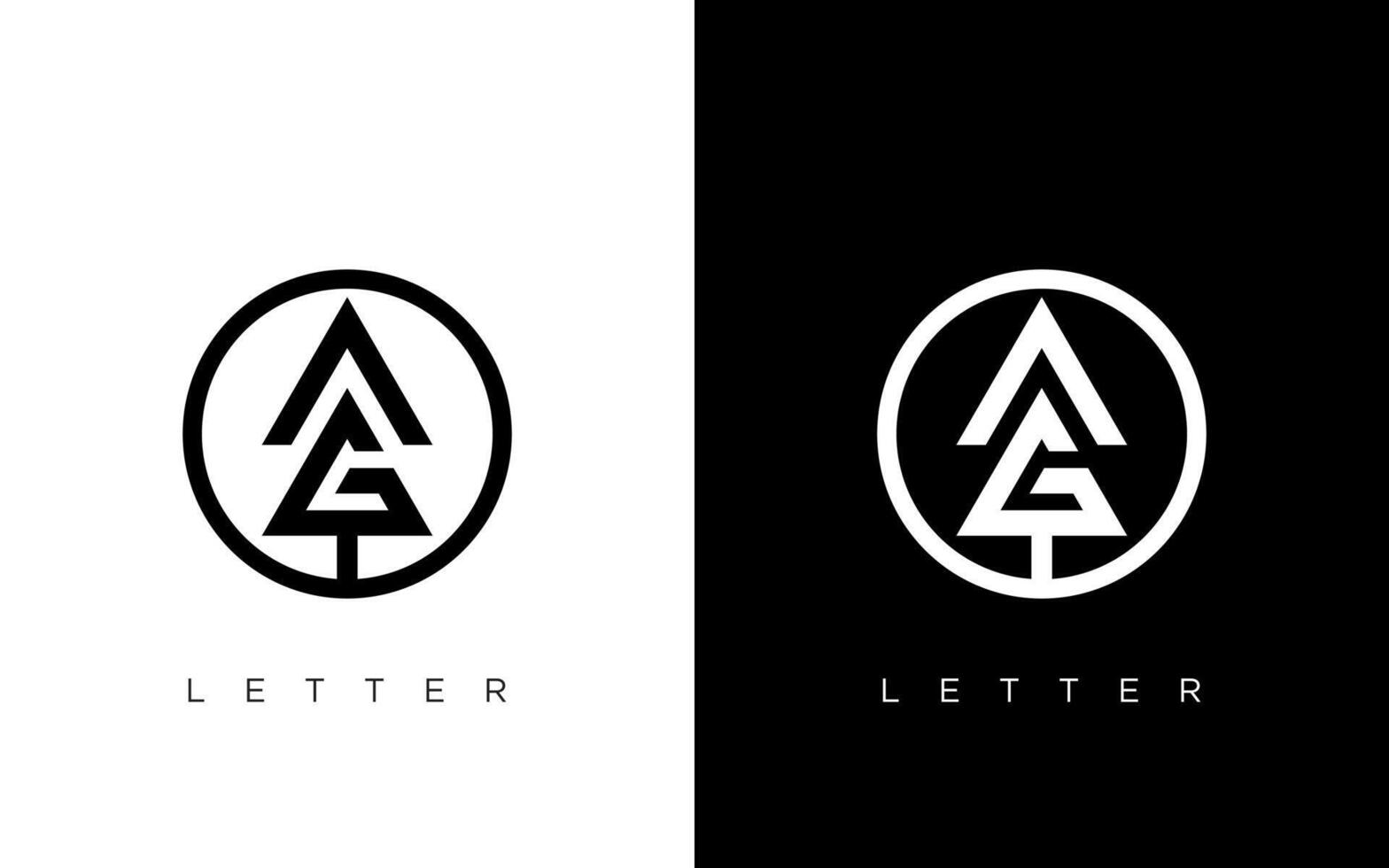 initial letter AG with pine tree icon logo letter vector
