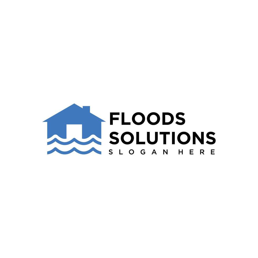 Flood logo design template. River water natural disaster damage home icon. Tsunami disaster sign for UI designs. vector