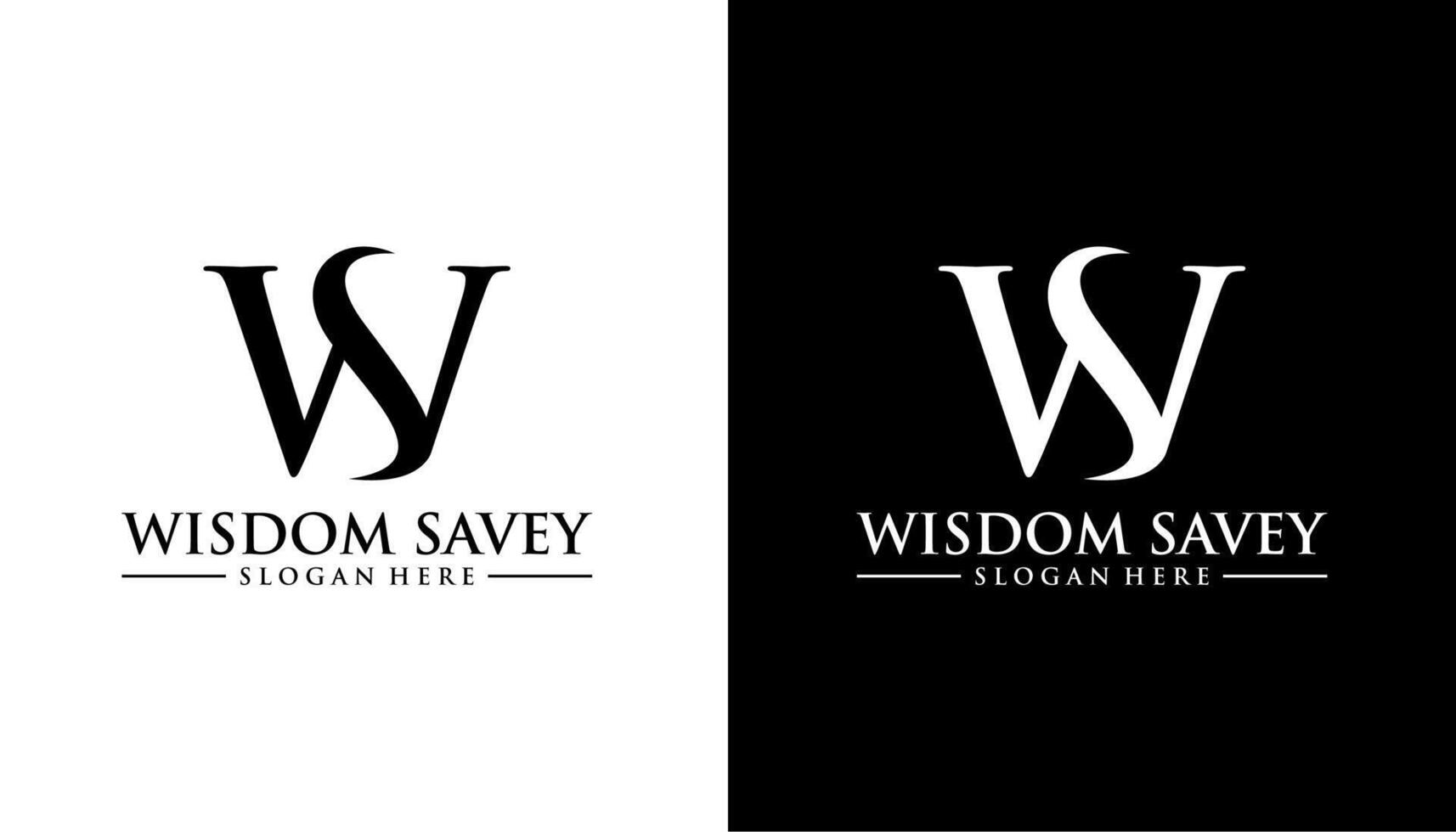 WS initial letter logo design on white and black background template vector
