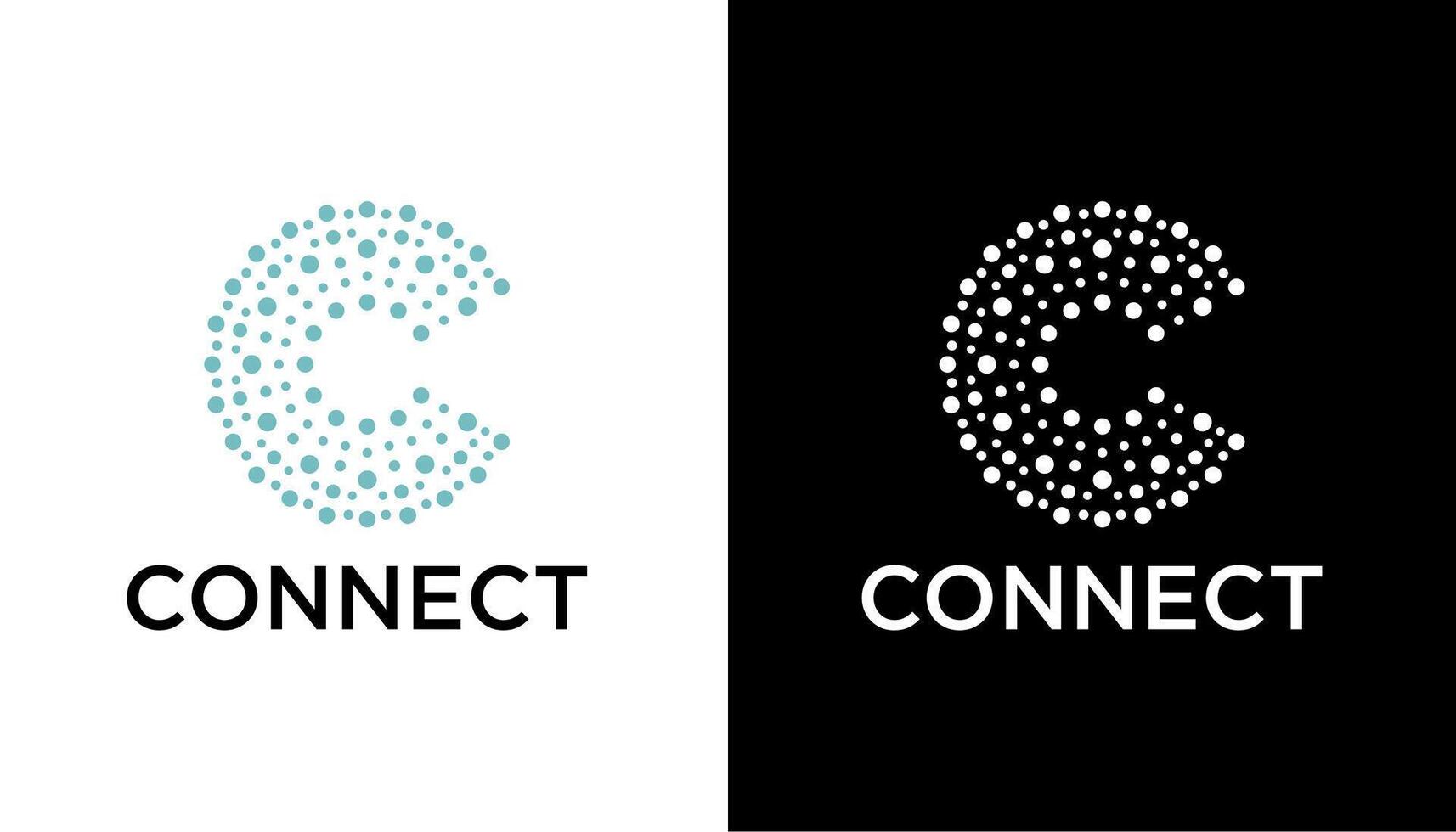 letter C with connect logo design template illustration element vector