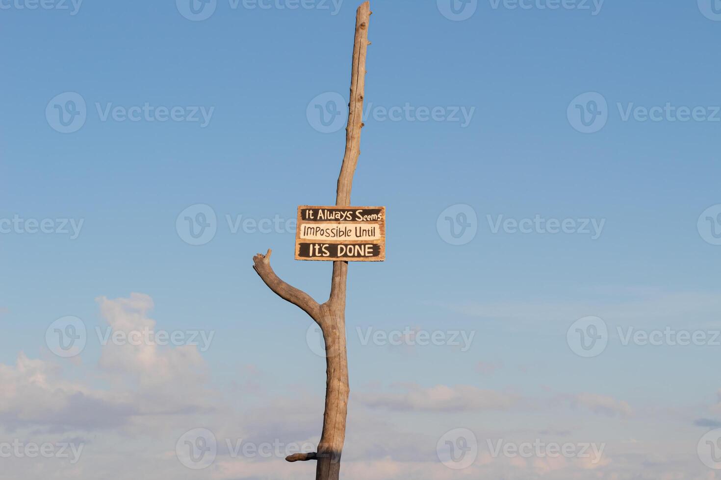 Wooden signs with motivational quotes, inspiration and ideas, decoration for cafe photo