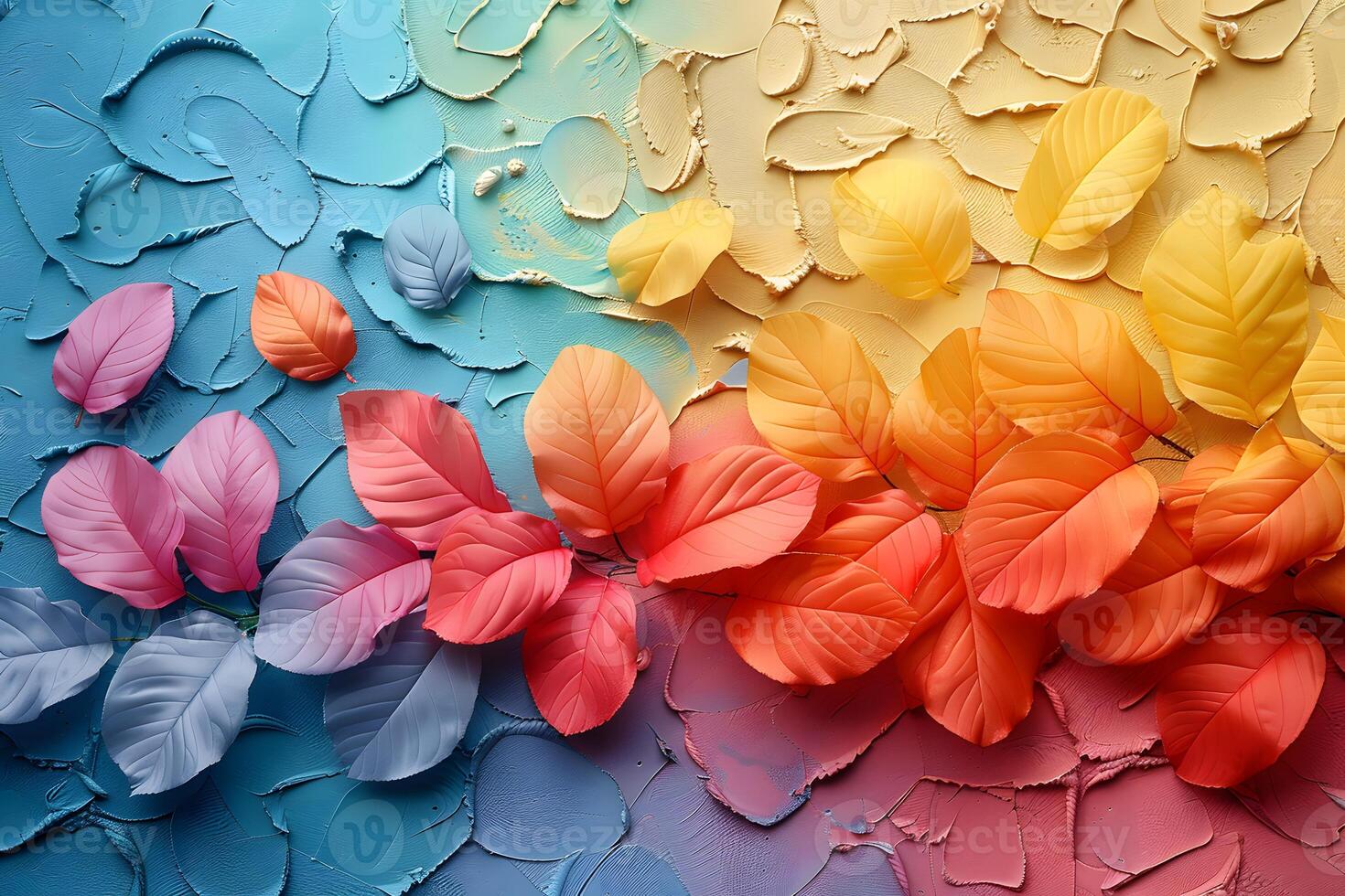 Colorful Abstract Leaf Pattern Art for Wall Decor, Print, Poster Design - Vibrant Gradient Background photo