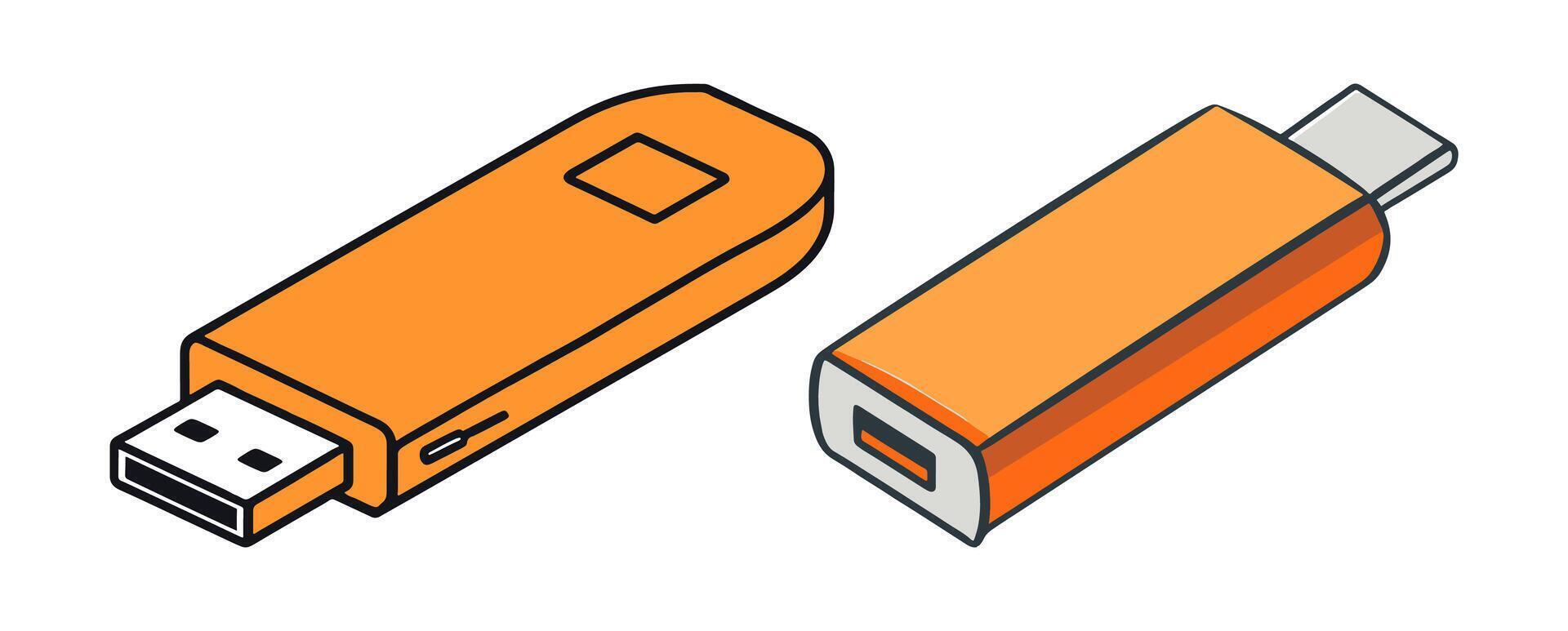 orange flash drive vector