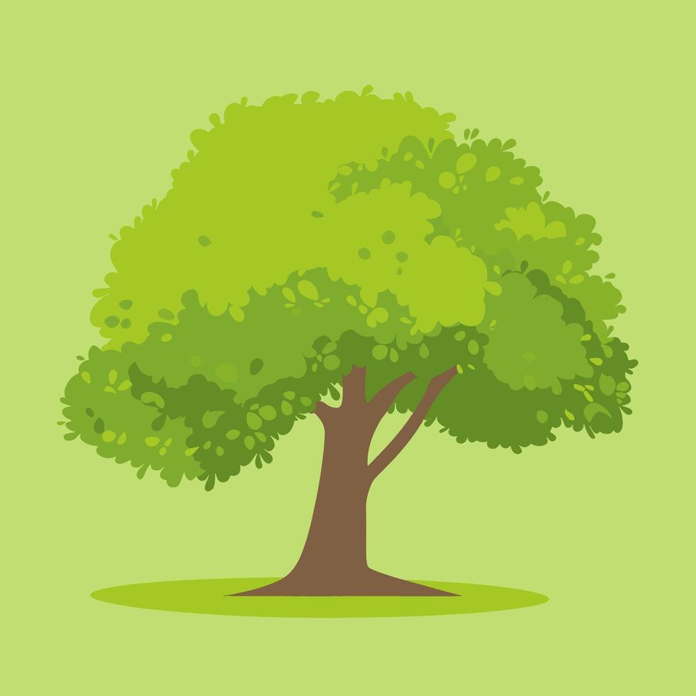 illustration of an oak tree in the park vector