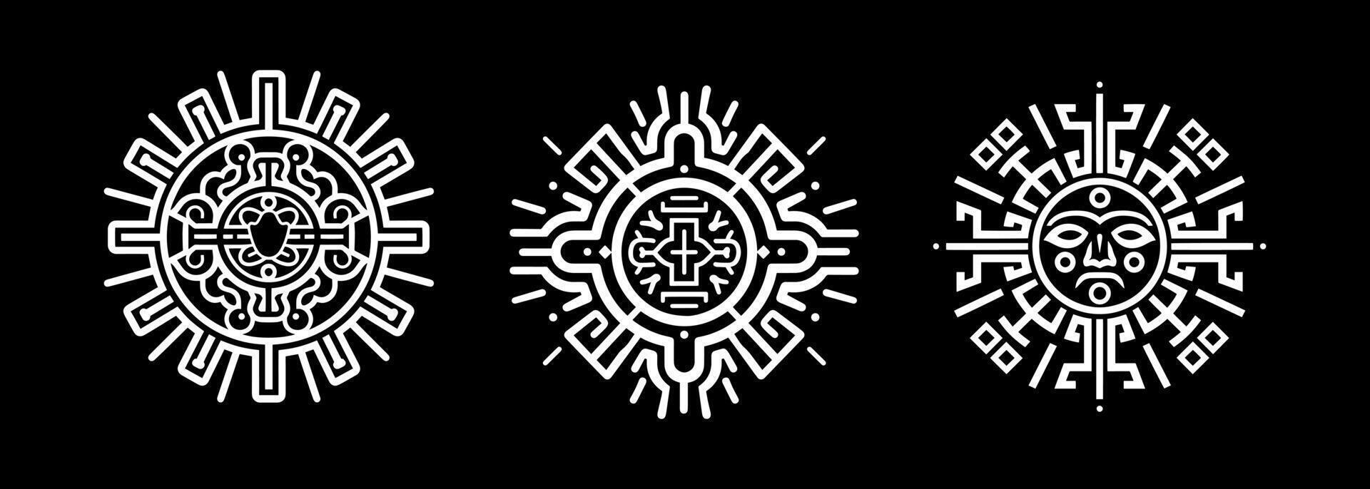 the sun in Aztec art logo concept vector