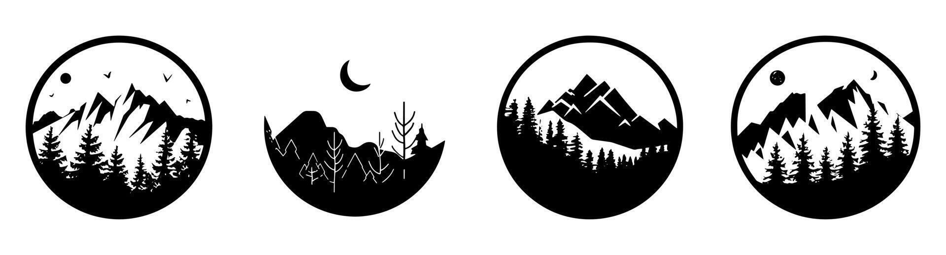 mountains with trees logo concept vector