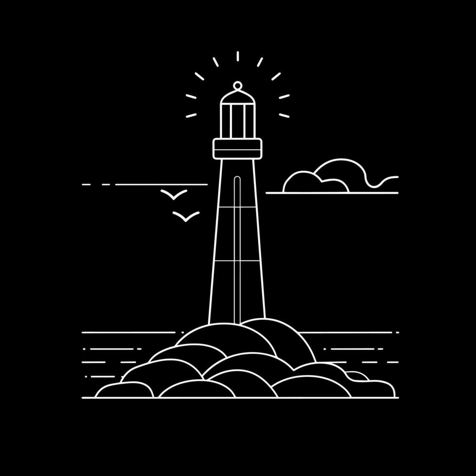 a simple line art of a lighthouse vector