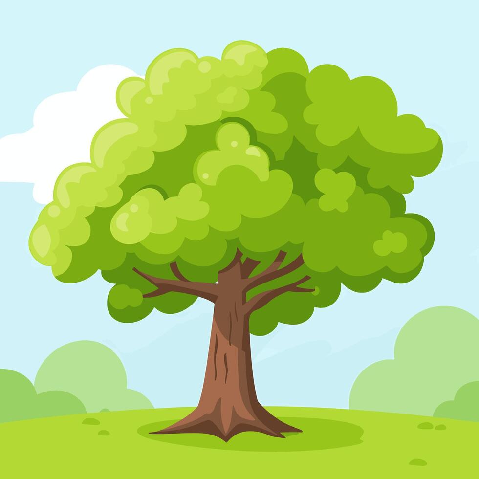 illustration of an oak tree in the park vector