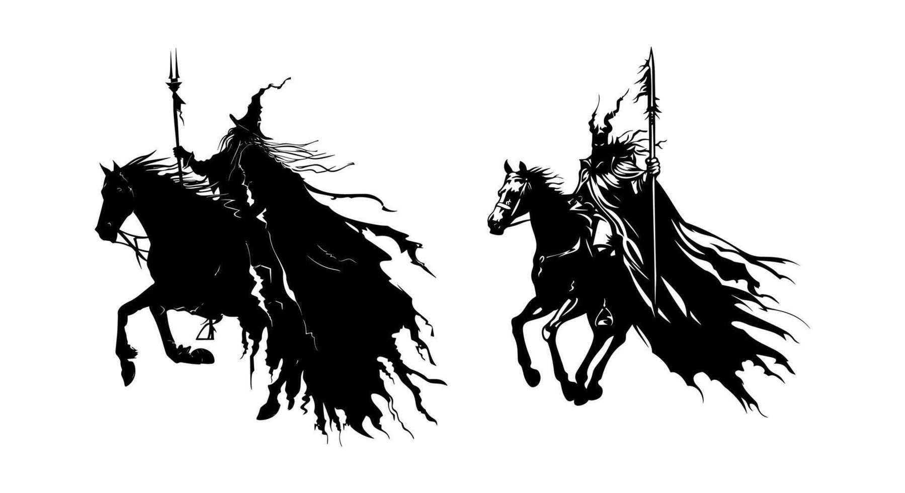 A silhouette of the Witch King on horseback vector