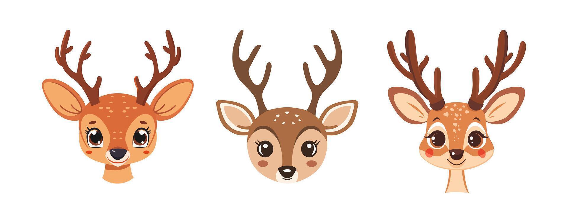 Cute cartoon deer head vector