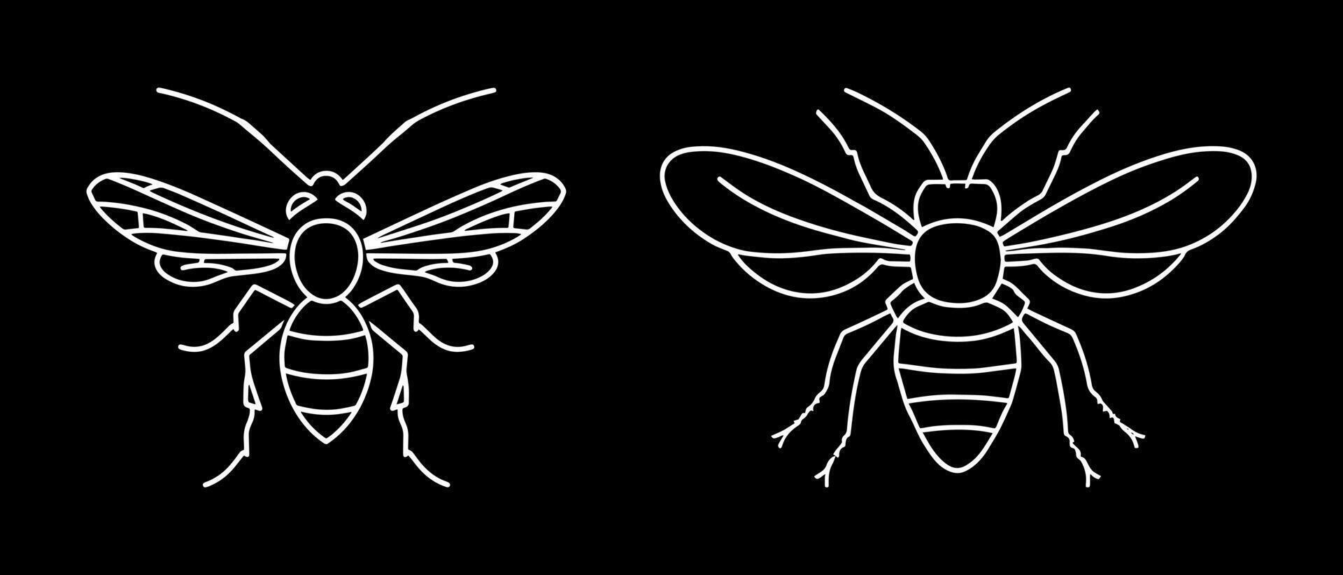 simple line art of a yellow wasp vector