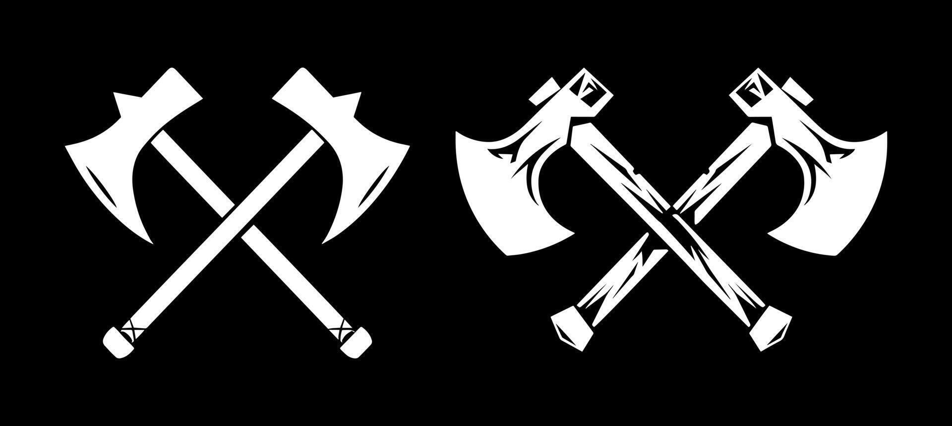 two crossed axes logo concept vector