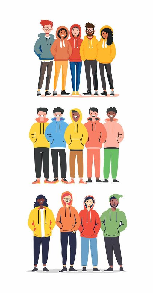 smiling people standing illustration vector