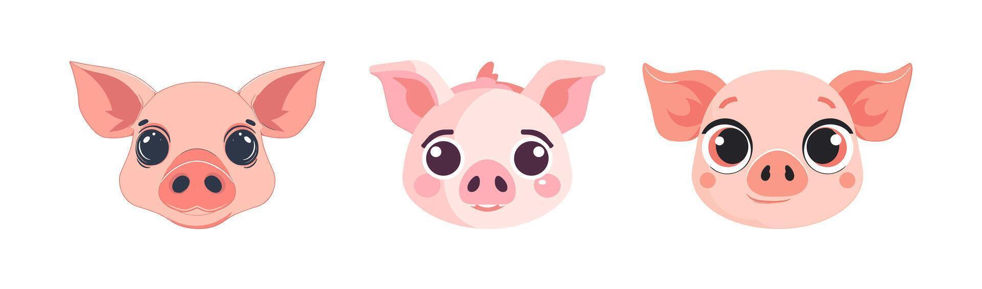 a cute piggy with big eyes vector