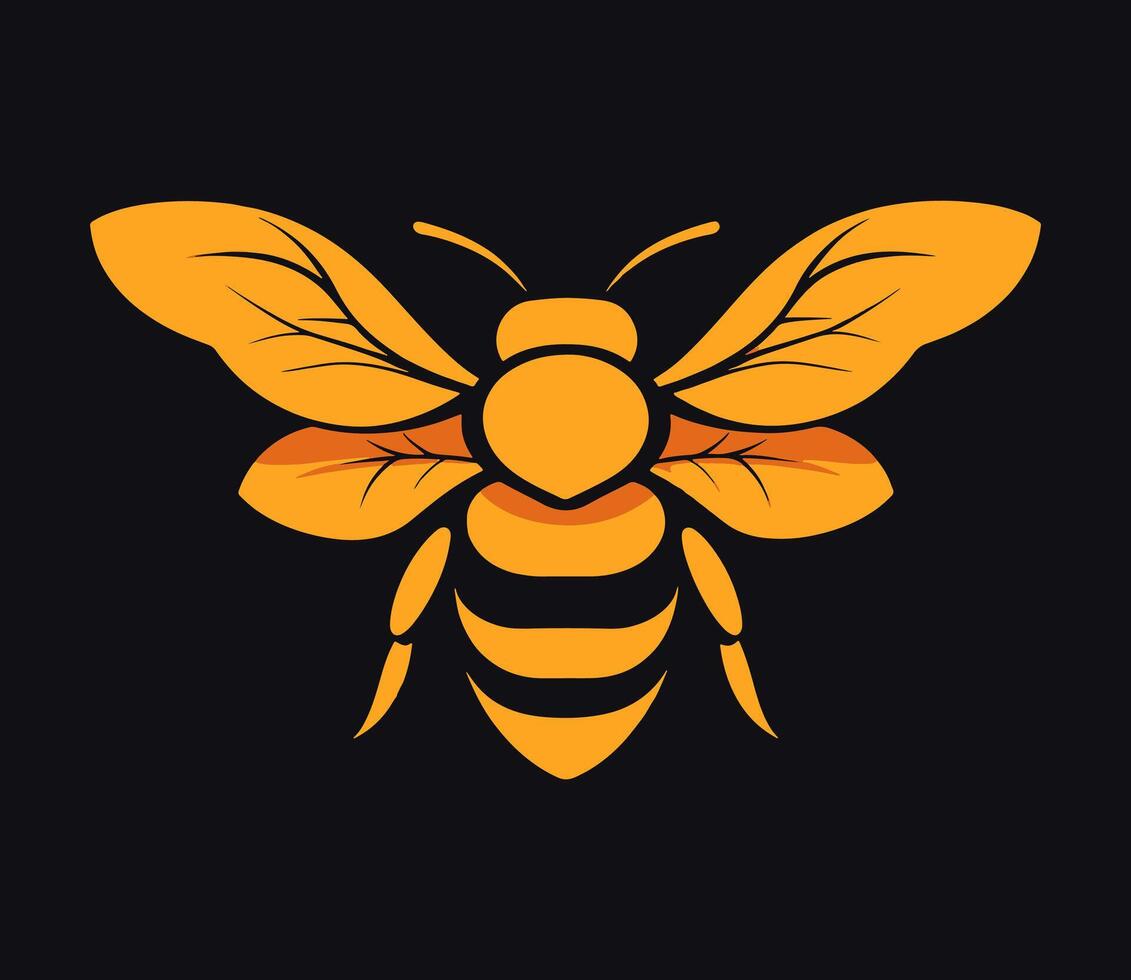 bee with a yellow color on a black background vector