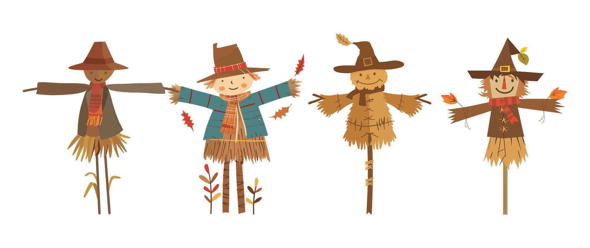 Scarecrow simple flat illustration vector