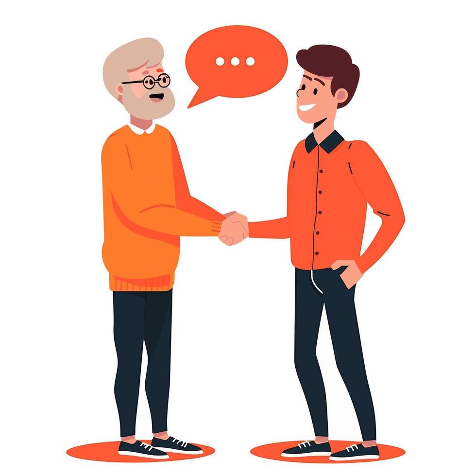 illustration of two people shaking hands vector