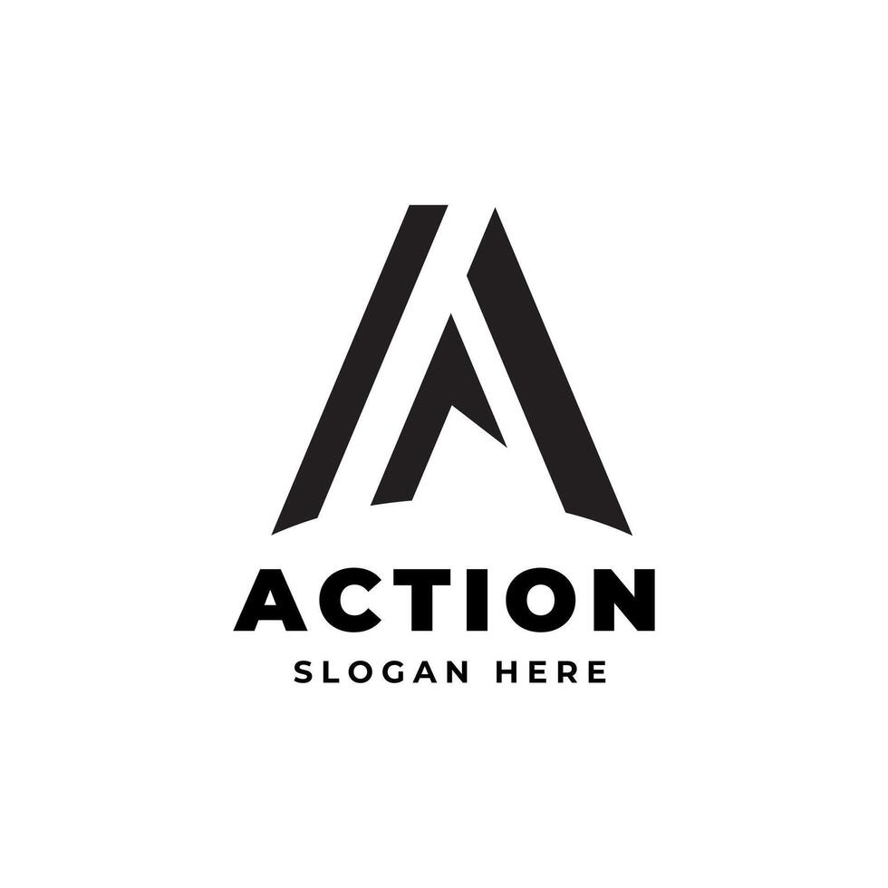 Action Letter A Monochrome Logo Flat Design vector