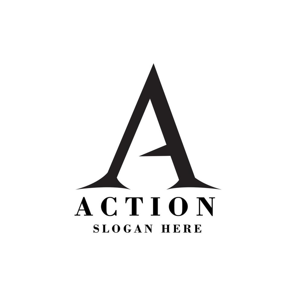 Action Letter A Monochrome Logo Design vector