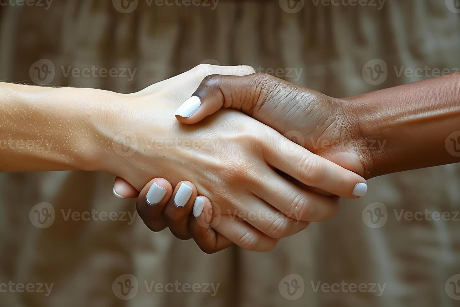 Unity and Diversity Close-Up of Hands in a Firm Handshake - Symbol of Cooperation and Trust photo