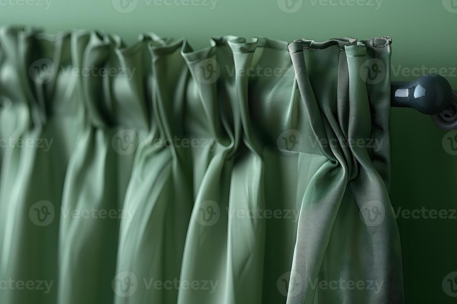 Elegant Green Curtains with Pleated Design for Modern Interior Decor photo
