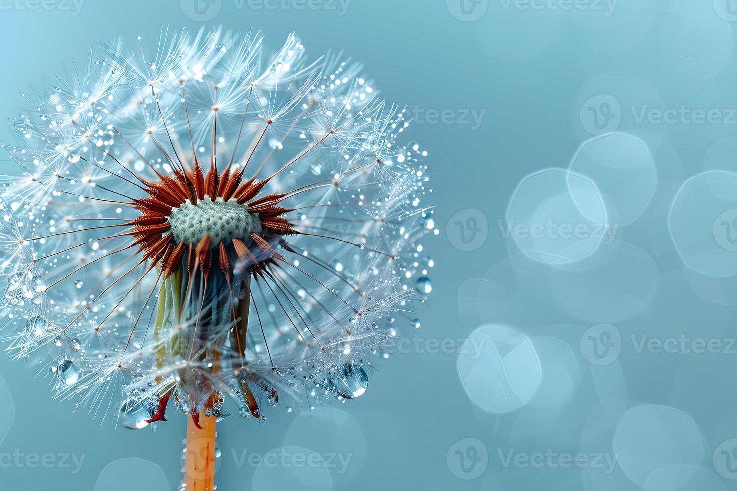 Close-Up of Dew-Covered Dandelion with Bokeh Background - Nature Photography for Posters and Prints photo