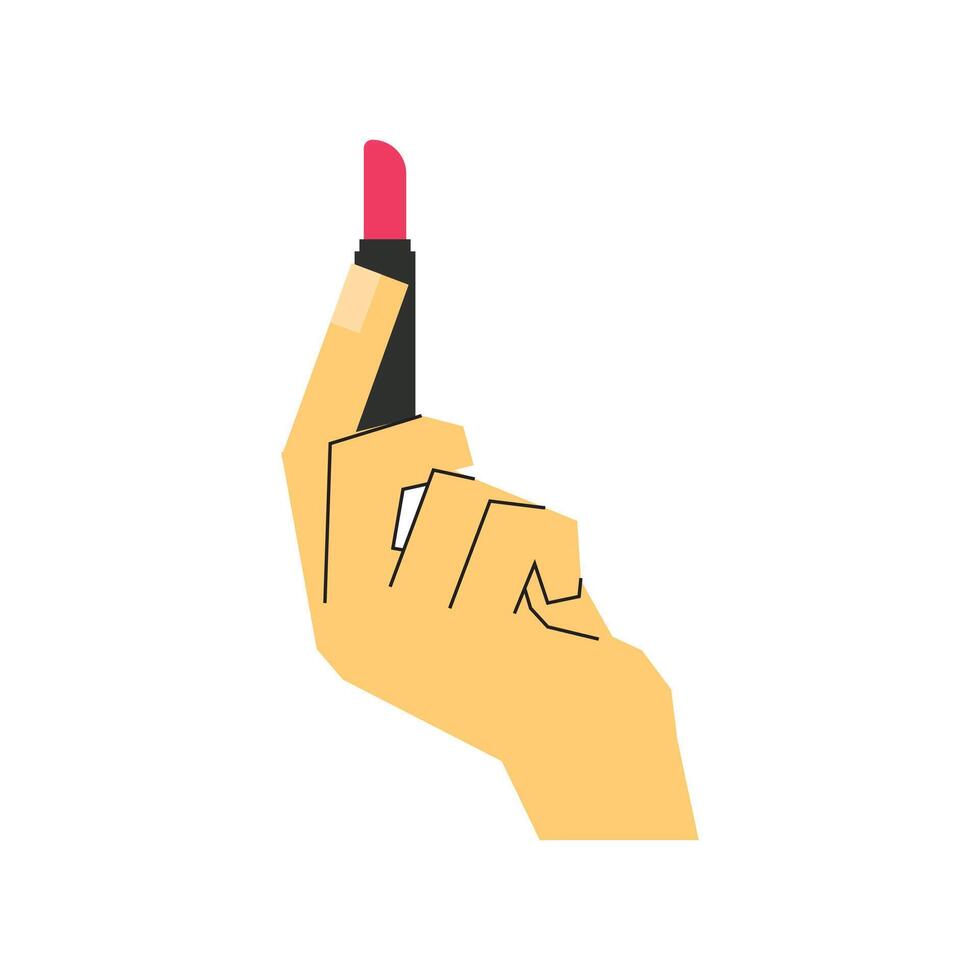 Illustration hand hold lipstic with blank background vector