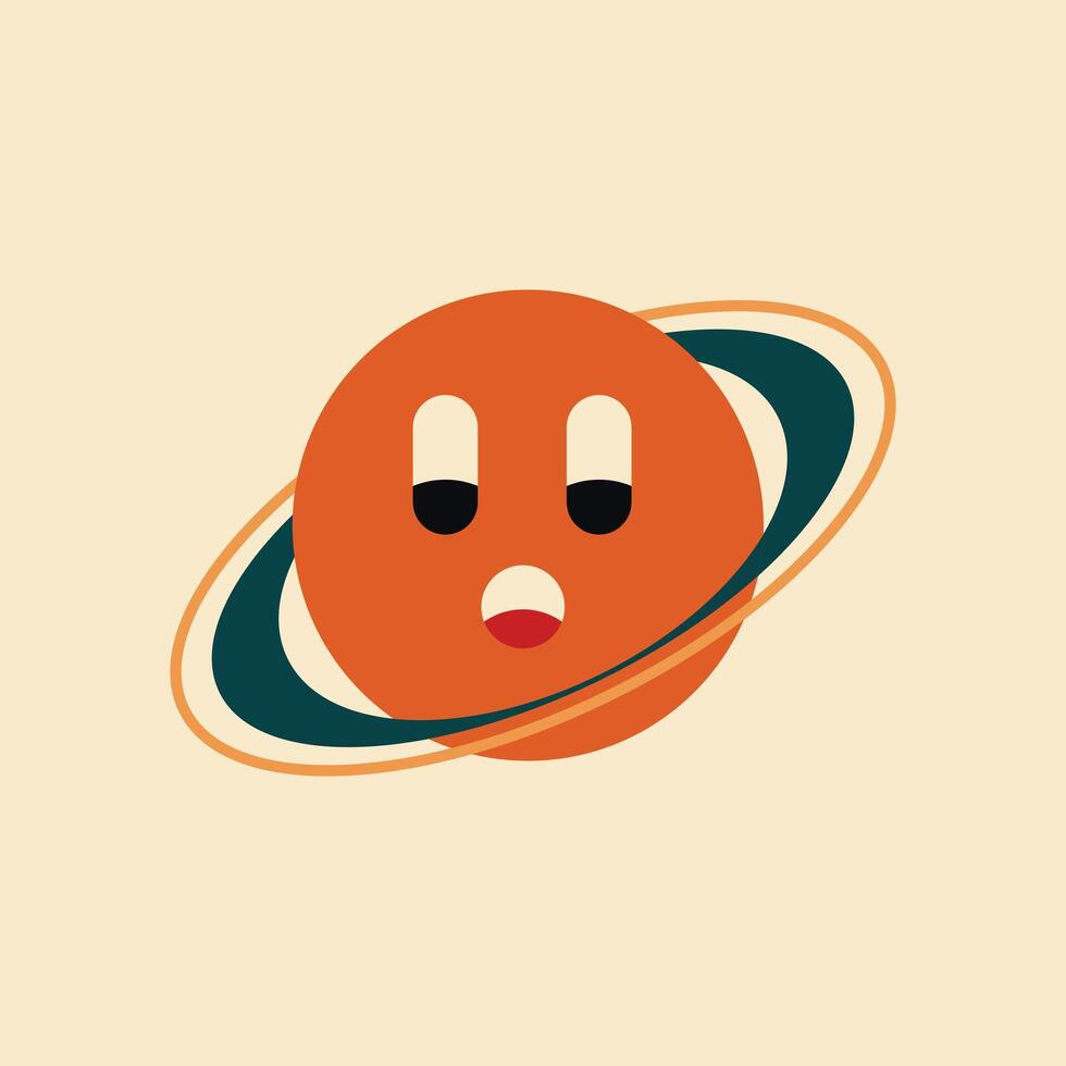 Illustration planet saturn retro style with blank background vector