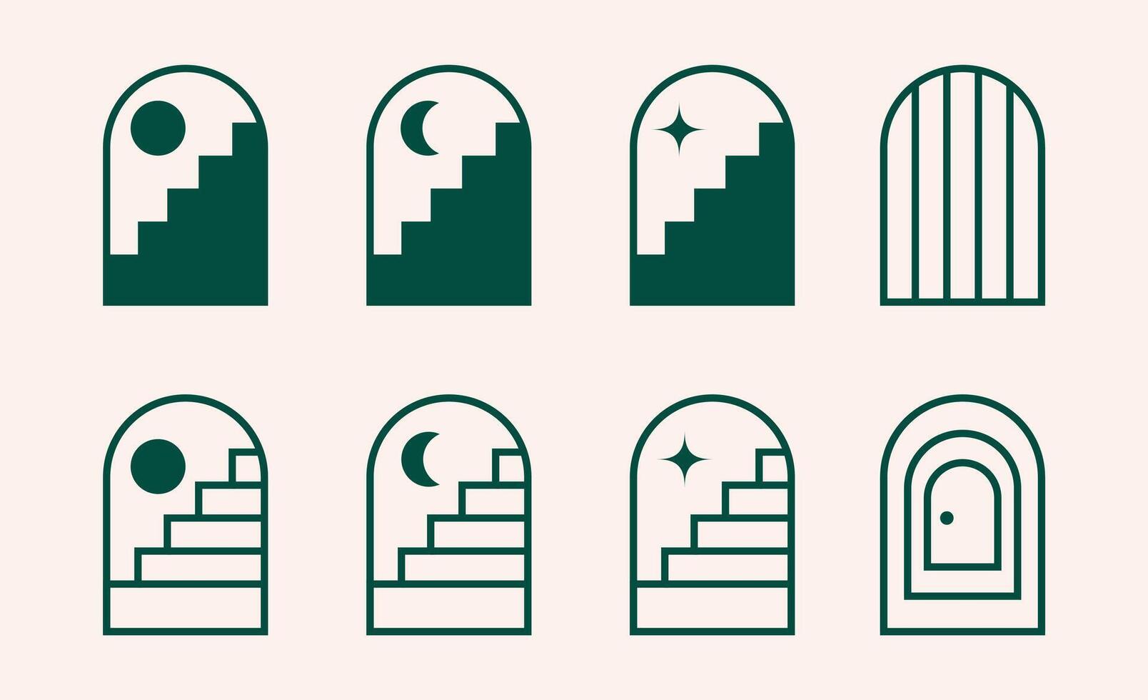 Illustration element gate and stairs architecture vector