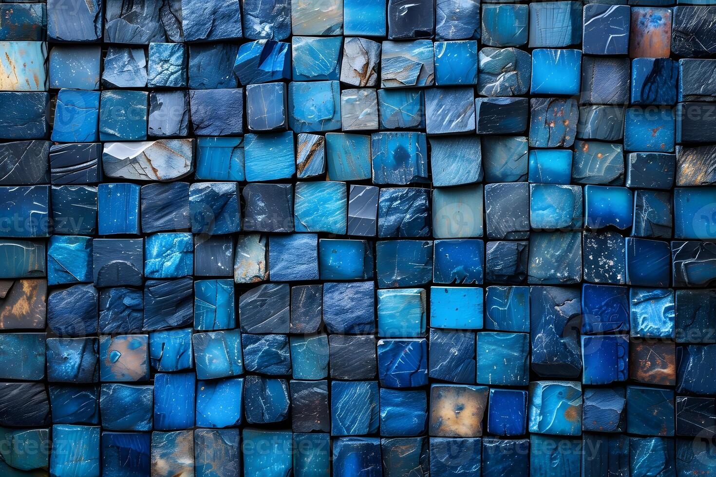Abstract Background of Blue Textured Square Tiles for Modern Design and Decoration photo