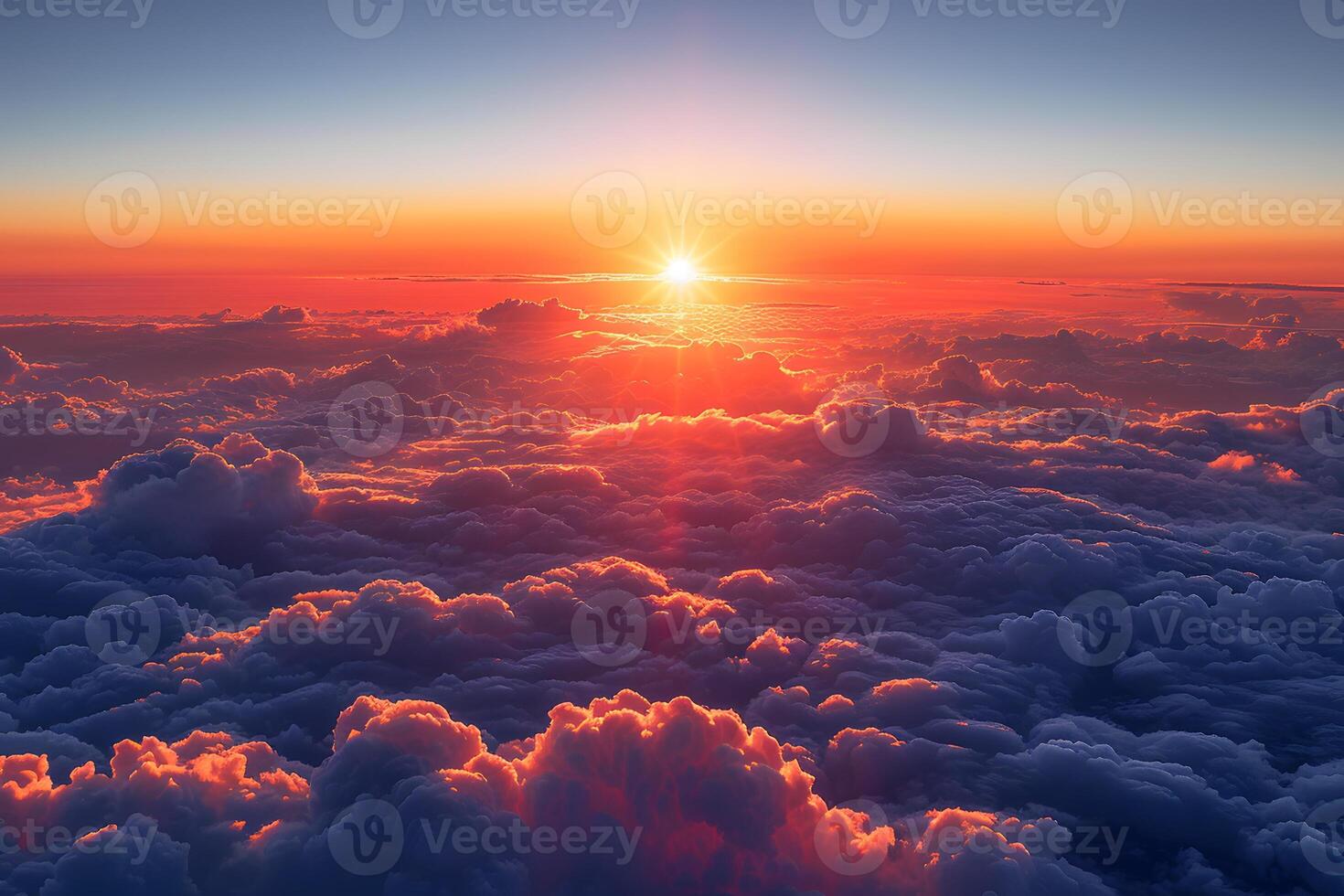 Stunning Sunset Above Clouds - Serene Sky and Vibrant Colors for Inspirational Backgrounds photo