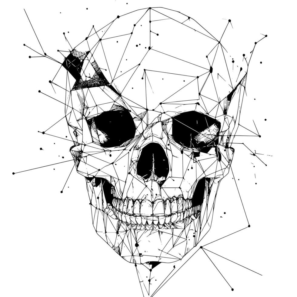 A skull created with geometric shapes and lines vector