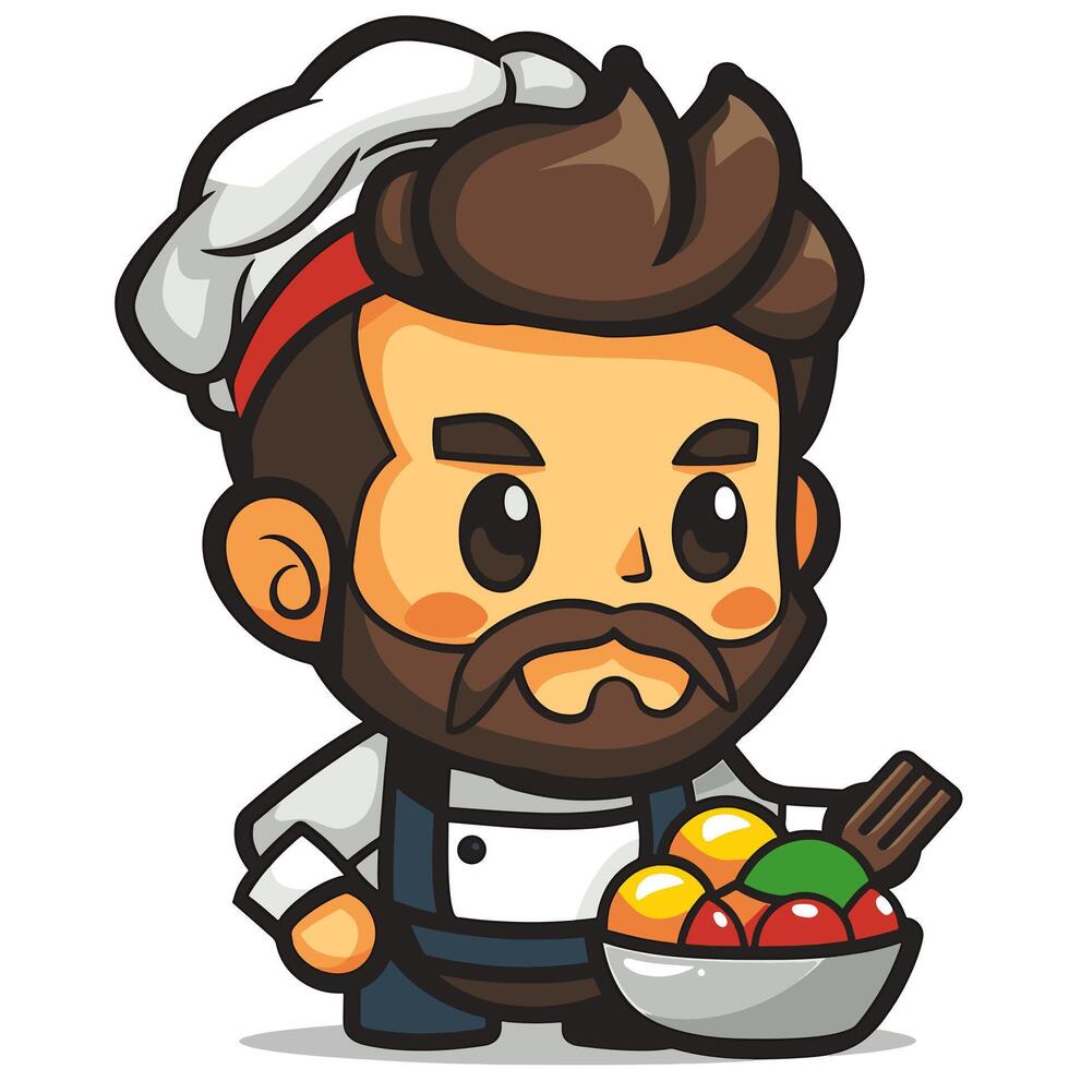 chef simple holding cooking vector