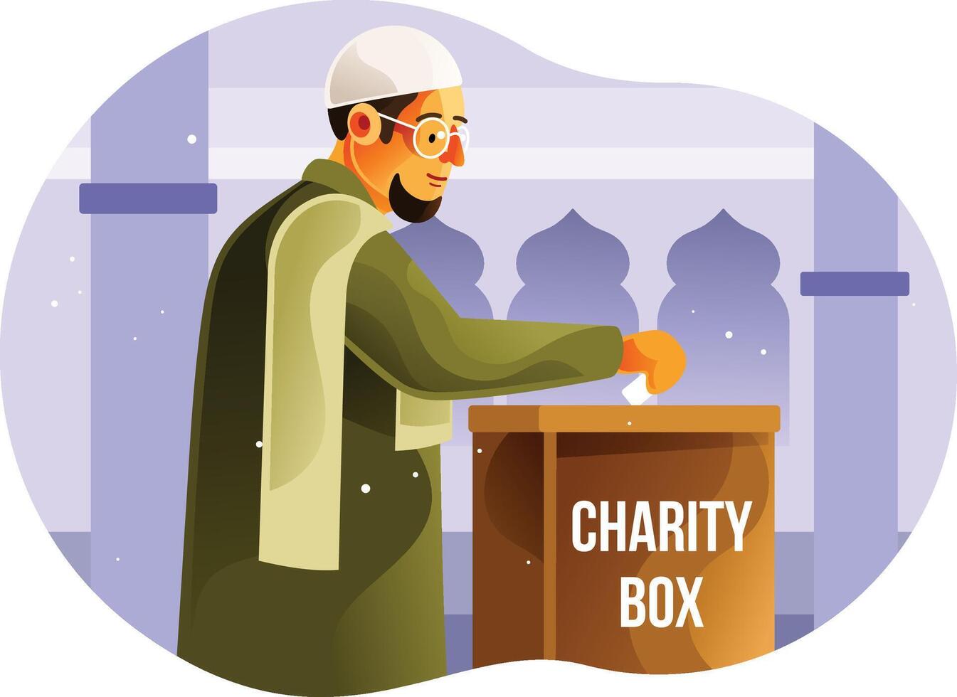 Muslims give alms in the charity box vector