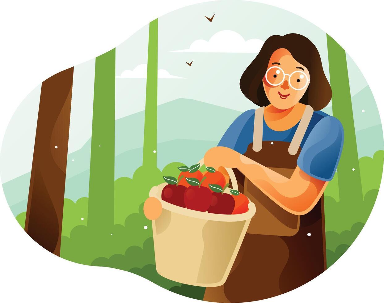 Harvest fruit from the garden vector