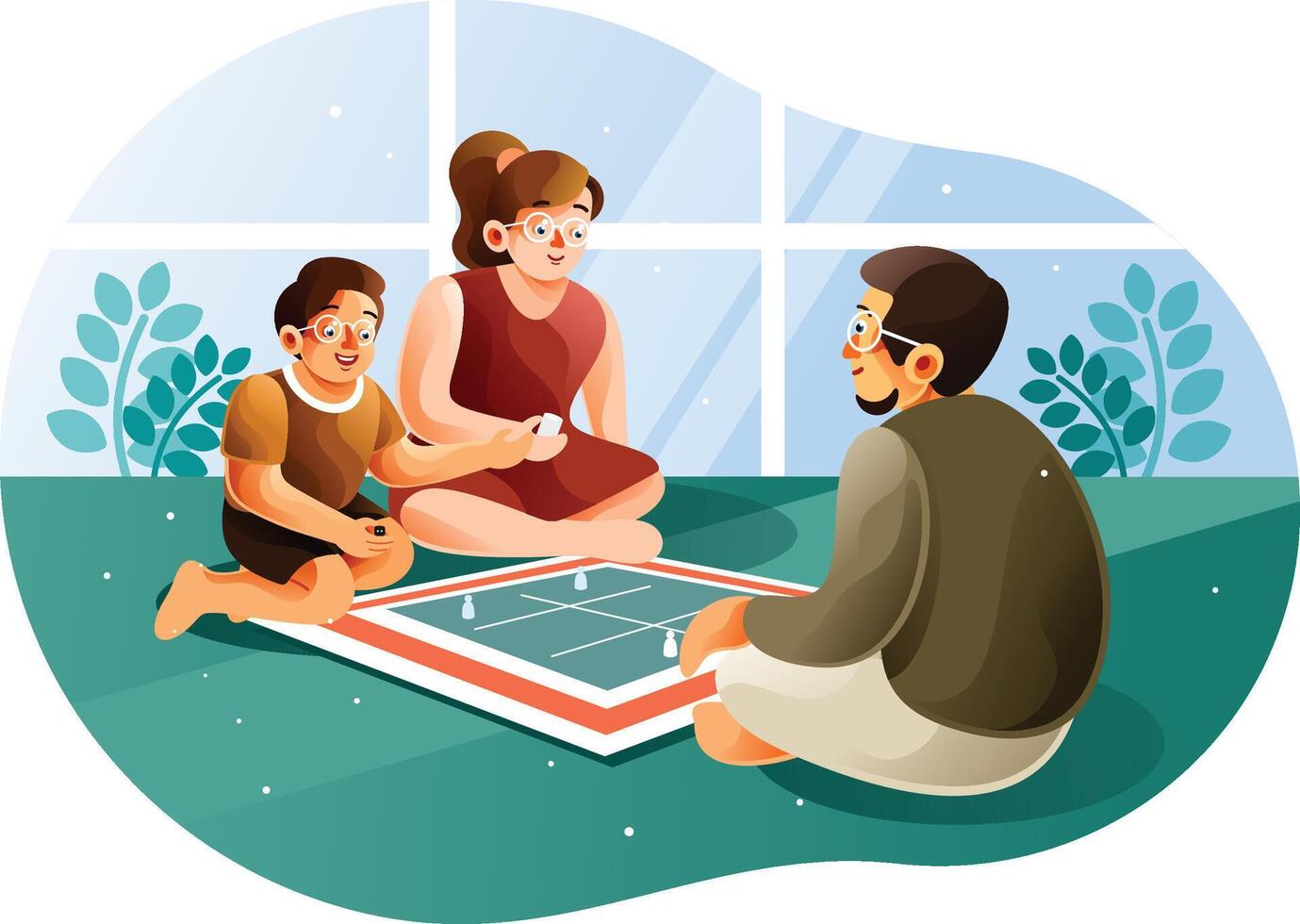 Happy family playing board games vector