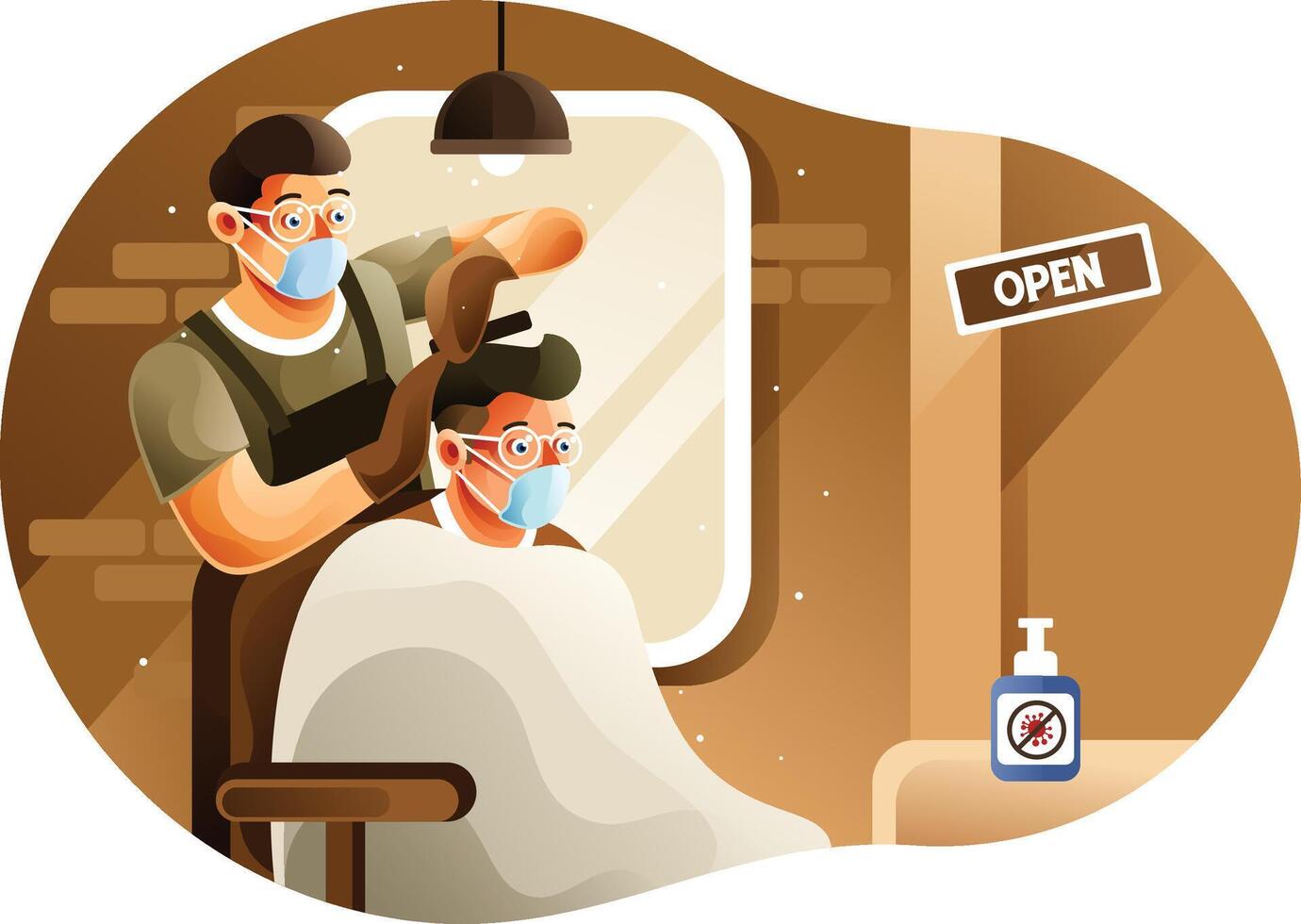 Barbershop is open during a pandemic vector