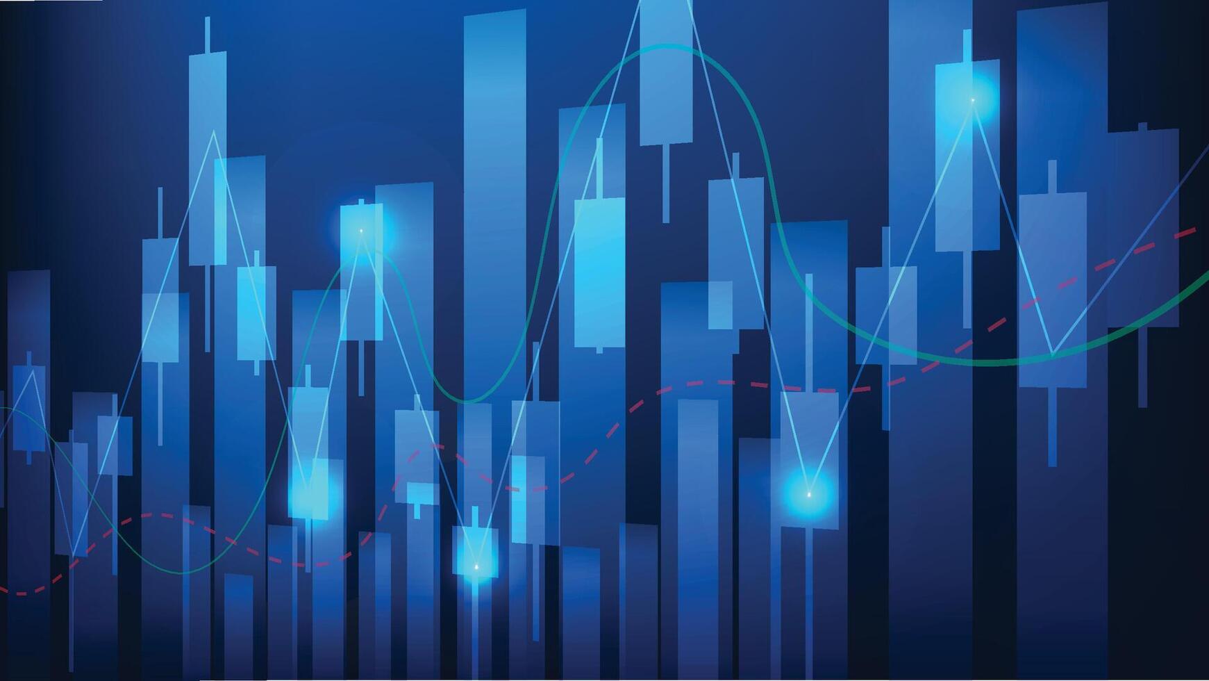 stock market candlesticks with bar chart show investment performance vector