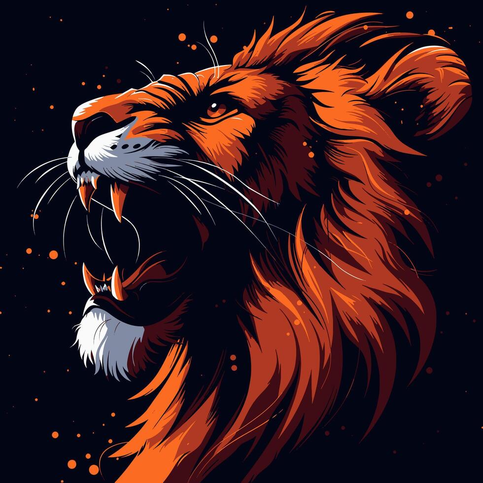 Angry lion head roaring vector