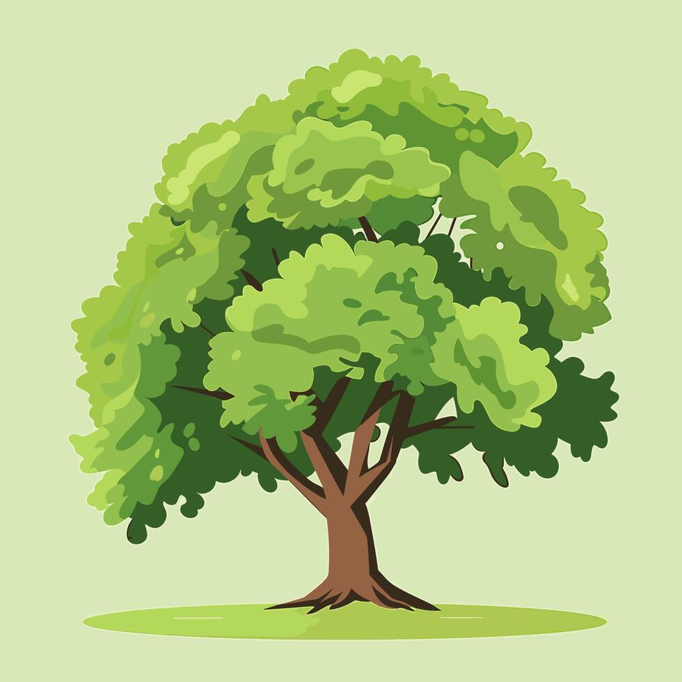 illustration of an oak tree in the park vector